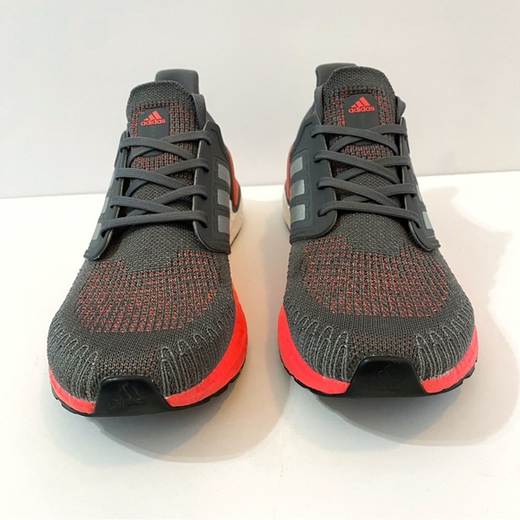 ADIDAS GRAY PINK SILVER ULTRABOOST 20 LACE UP KNIT SNEAKERS - Picture 6 of 8